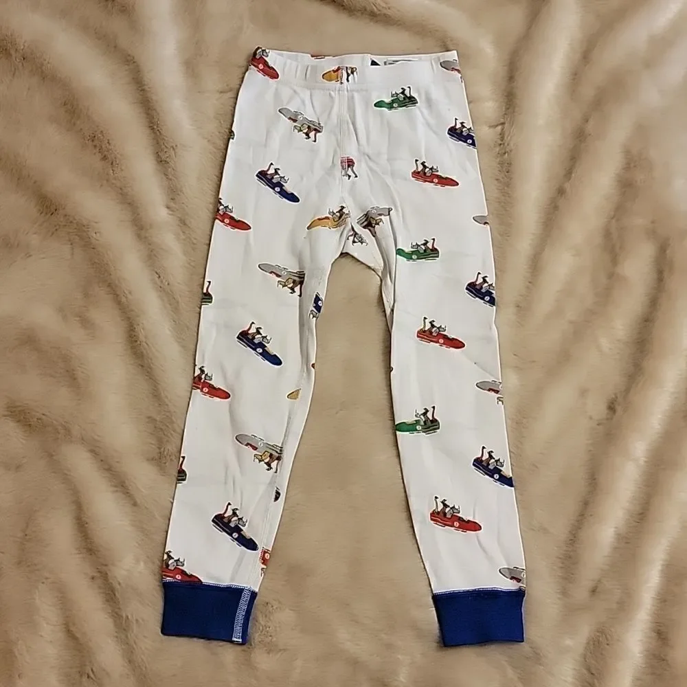 HANNA ANDERSSON 2-PIECE WHITE SNOWMOBILE PAJAMAS, SIZE 4 - 100% ORGANIC COTTON